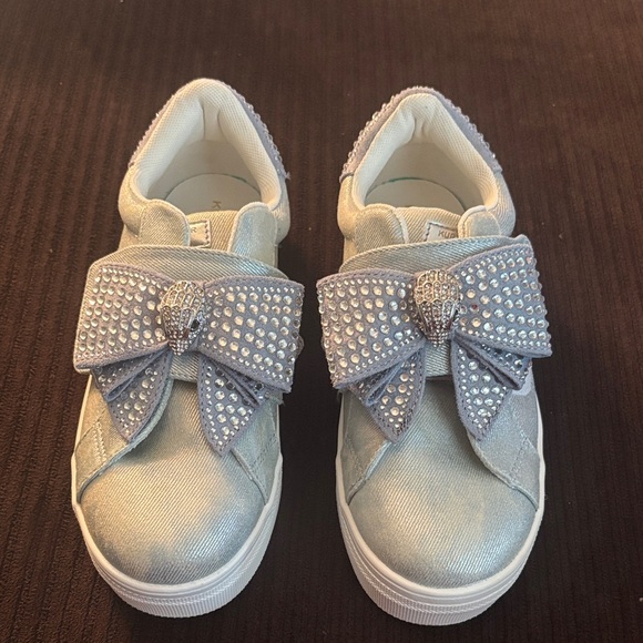 Kurt Geiger Other - Kurt Geiger Sparkly Denim Kids Sneakers with Rhinestone Bow